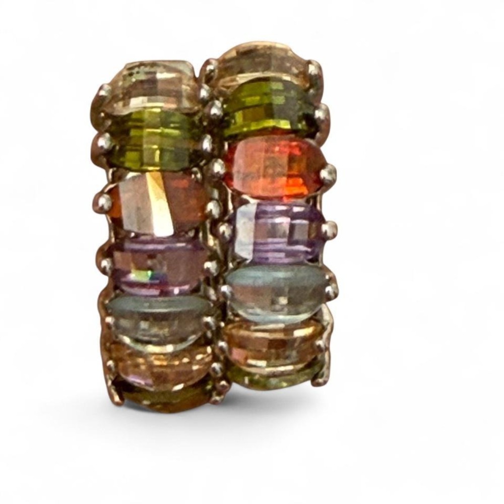 Vintage Rainbow Huggie‎ Hoop Earrings